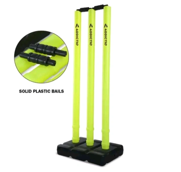 Cricket Wicket Stumps Set Plastic - Electric Lime, Free Size