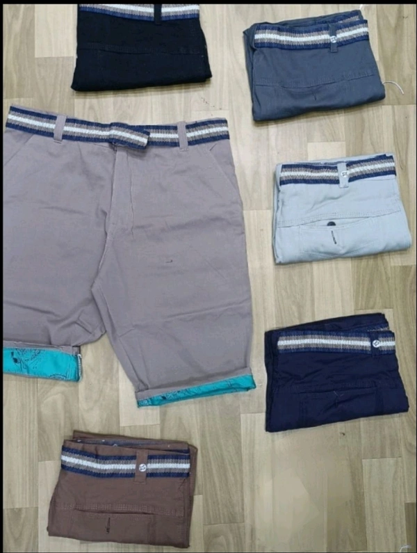 4 PKT COTTON  BELT SHORTS - 32
