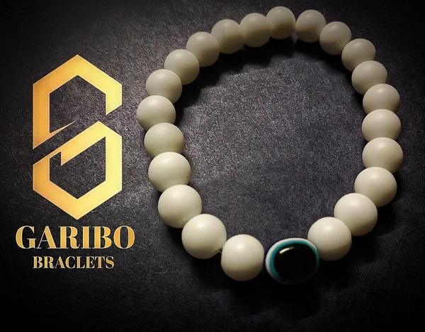 Matte White Evil Eye Bracelet || Unisex Bracelet 