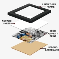 12x18 Size Customised Photo Frame | Premium Black Frame | Personalized Couple Portrait | Wall & Table Display