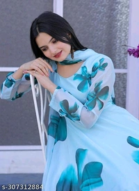 CLASSY WOMEN FLORAL PRINTED  KURTA WITH DUPATTA - S M L XL XXL