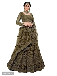 Dharnidhar Chain Embroderied With Stone Work Woman s Flared Semi Stitched Lehenga choli. (Grey)