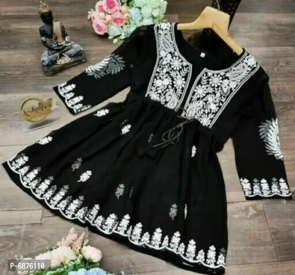 Stylish Fancy Georgette With Embroidery Design Short kurti For Women