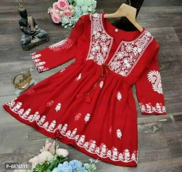 Stylish Fancy Georgette With Embroidery Design Short kurti For Women