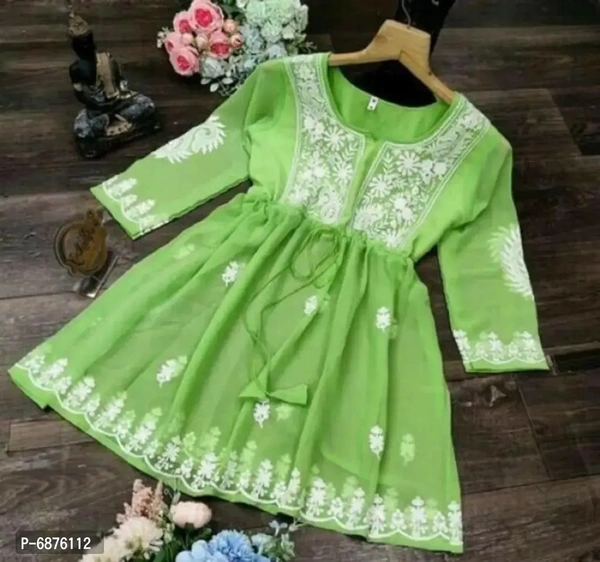 Stylish Fancy Georgette With Embroidery Design Short kurti For Women