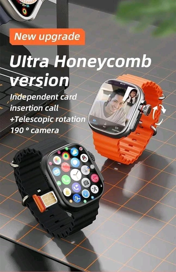 DESI GADGET HUB Ultas8 Smart Watch With Sim Card Slot - Your Ultimate Companion for Connectivity and Convenience" - Web Orange