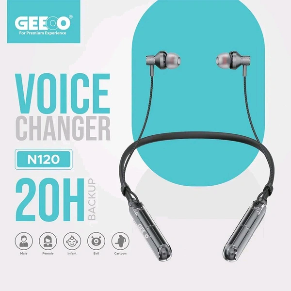 Geeoo By Desigadgethub Geeoo Voice-Changing Neckband by DesiGadgetHub – Redefine Your Sound!" - Black