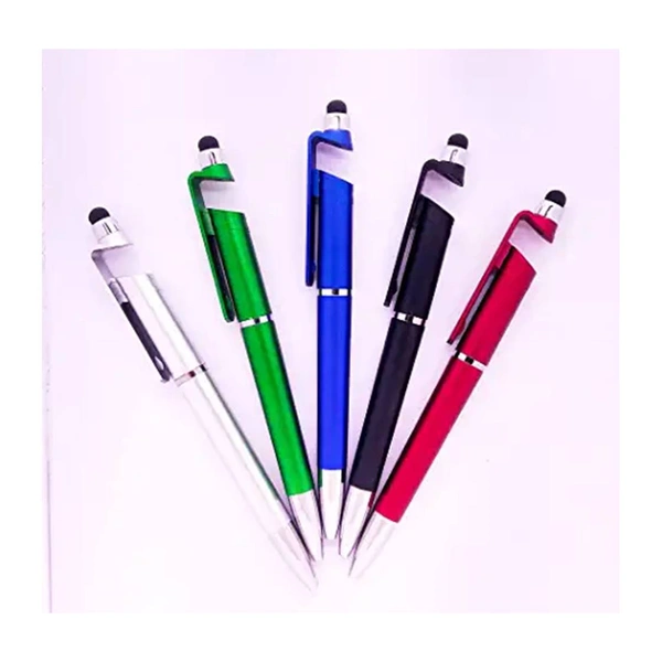 3 in 1 Ballpoint Function Stylus Pen with Mobile Stand Holder, Writing Pen,Screen Wipe for All Android Touchscreen Mobile Phones and Tablets (Multi-Color)