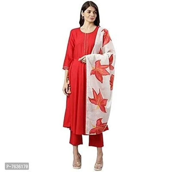ANNI DESIGNER Women's Polycotton A-line Kurta with Pant & Dupatta - XXL