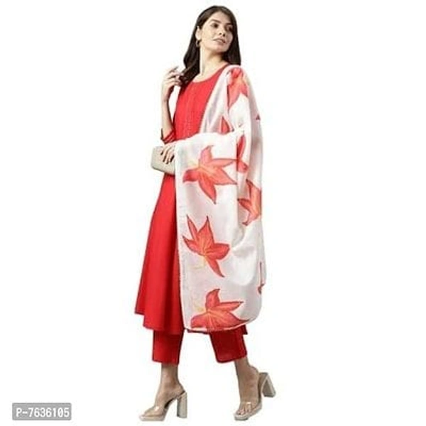 ANNI DESIGNER Women's Polycotton A-line Kurta with Pant & Dupatta - L