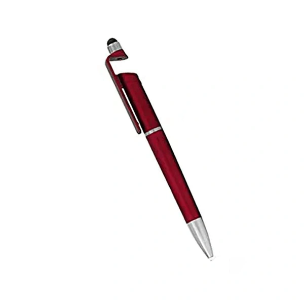 Ball Pen 3 in 1 Ballpoint Function Stylus Pen with Mobile Stand Holder, Writing Pen,Screen Wipe for All Android Touchscreen Mobile Phones and Tablets (Multi-Color)