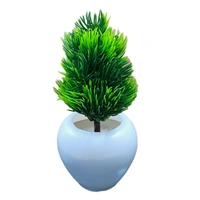 DVMARTÂ® Artifical Mini Green Leaf Plant With White Pot  (17x25 CM)