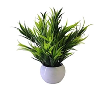 DVMARTÂ® Artificial Bamboo Leaves Bunch with Plastic Pot For Home Decoration, Living Room, Bedside Table, Arrangements, Wedding, Outdoor, Indoor, Office DÃ©cor & Gift (12 Inch/30 Cm) Color - Green