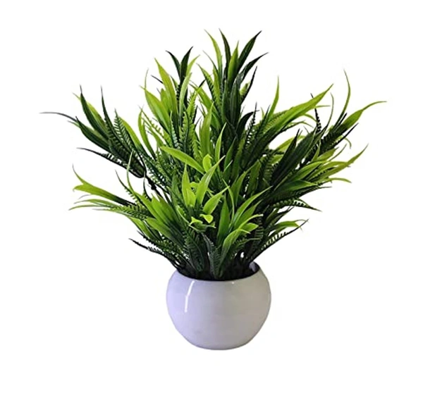 DVMARTÂ® Artificial Bamboo Leaves Bunch with Plastic Pot For Home Decoration, Living Room, Bedside Table, Arrangements, Wedding, Outdoor, Indoor, Office DÃ©cor & Gift (12 Inch/30 Cm) Color - Green