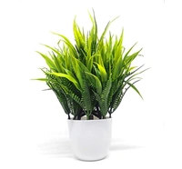 DVMARTÂ® Atractive Artifical Bamboo Leaves Bunch with Plastic Pot For Home Decoration, Living Room, Bedside Table, Arrangements, Wedding, Outdoor, Indoor, Office DÃ©cor & Gift (12 Inch/30 Cm) Color - Gr