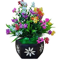 DVMARTÂ® Beautiful Best Multicolor Flower  With Hexagon Wooden Pot (17x25 CM)