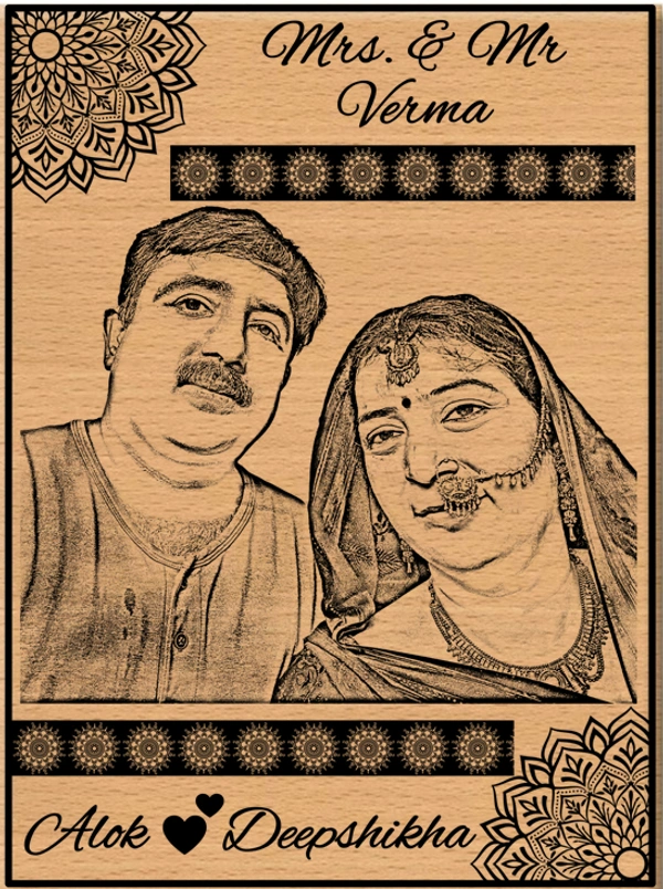 DVMARTÂ®  Family Name  Special Customized Wooden Laser Engraved Photo Frame - 8x6 Inch