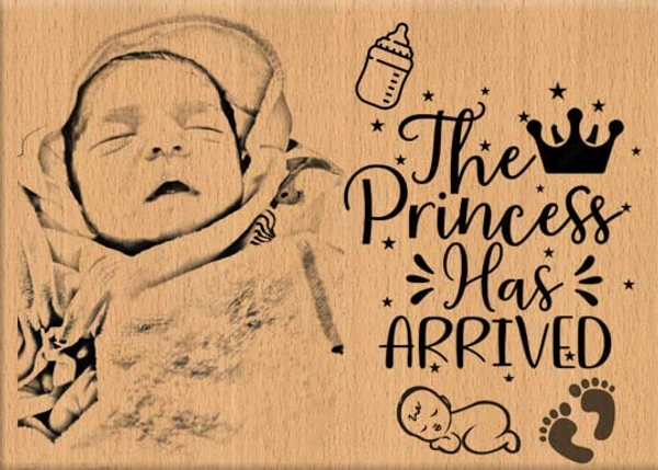 DVMARTÂ® Gift for New Born Baby Customized Laser Engraved (Beige, Wooden Plaque) - 6x4 Inch