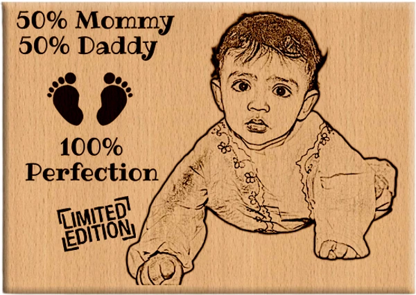 DVMARTÂ® Gift for new born Customized Wooden Engraved Photo Frame - 8x6 Inch