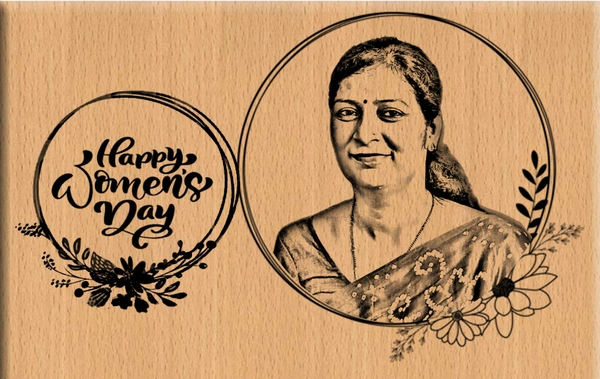 DVMARTÂ®  Women's Day Special Customized Wooden Laser Engraved Photo Frame - 8x6 Inch