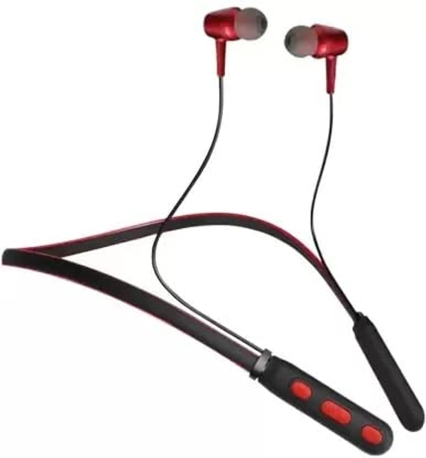 DVTECH Premium Quality Ergonomic Design Ear Neckband Bluetooth  With Mic (Black/Red)