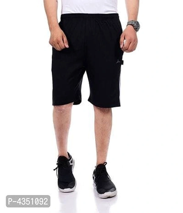 Elegant Black Polycotton Solid Shorts For Men - XL
