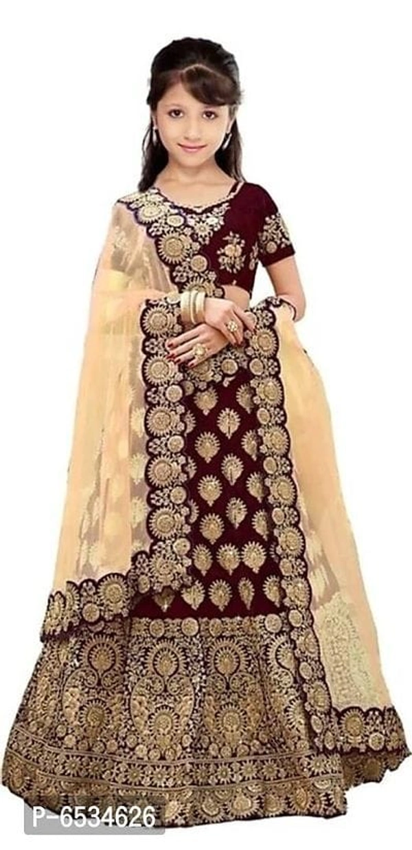 Embroidered Lehenga Choli and Dupatta set For Ethnic, Wedding, Party Wear for kids,Baby and Girls - 7-8 years