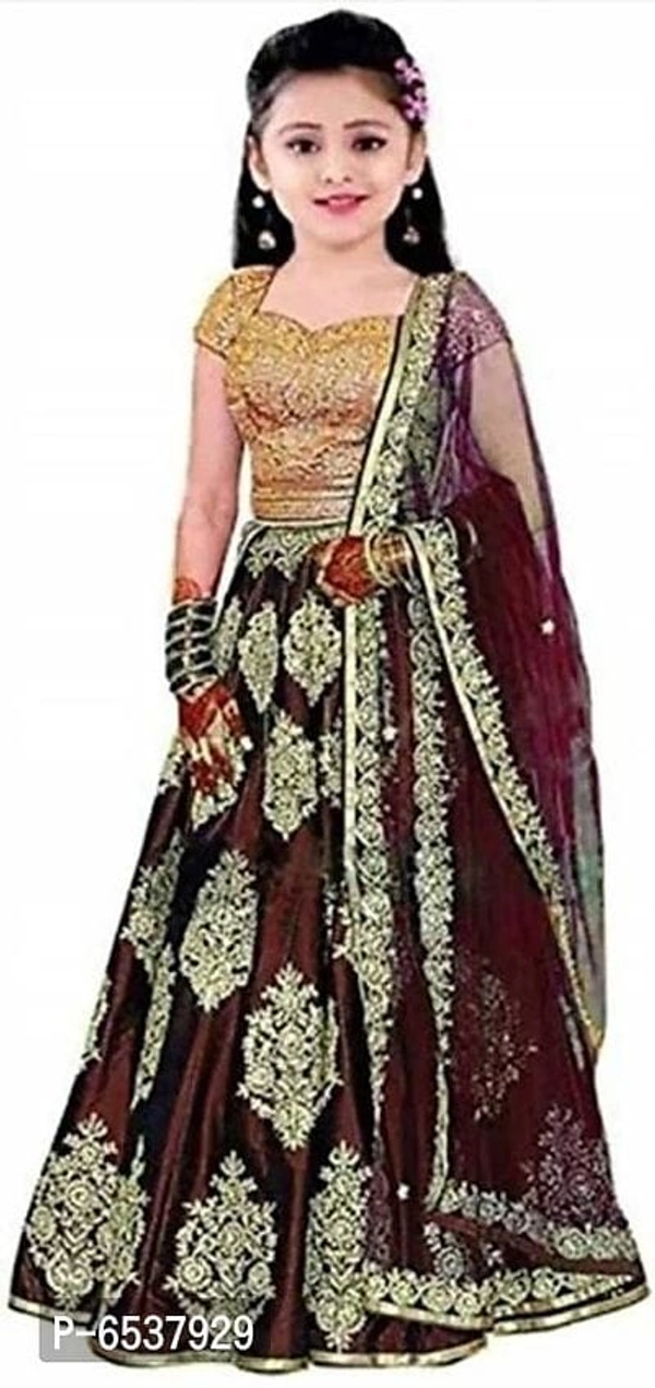 Embroidered Lehenga Choli and Dupatta set For Ethnic, Wedding, Party Wear for kids,Baby and Girls - 7-8 years