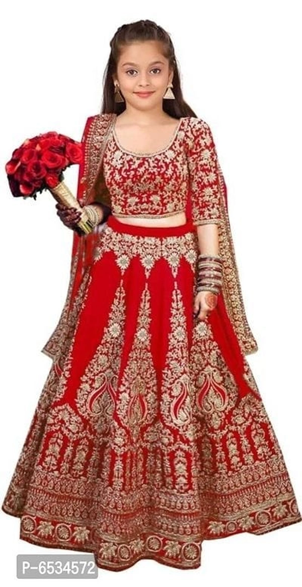 Embroidered Lehenga Choli and Dupatta set For Ethnic, Wedding, Party Wear for kids,Baby and Girls - 15-16 years