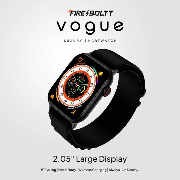Fire-Boltt Newly Launched Vogue Large 2.05" Display Smart Watch, Always On Display, Wireless Charging