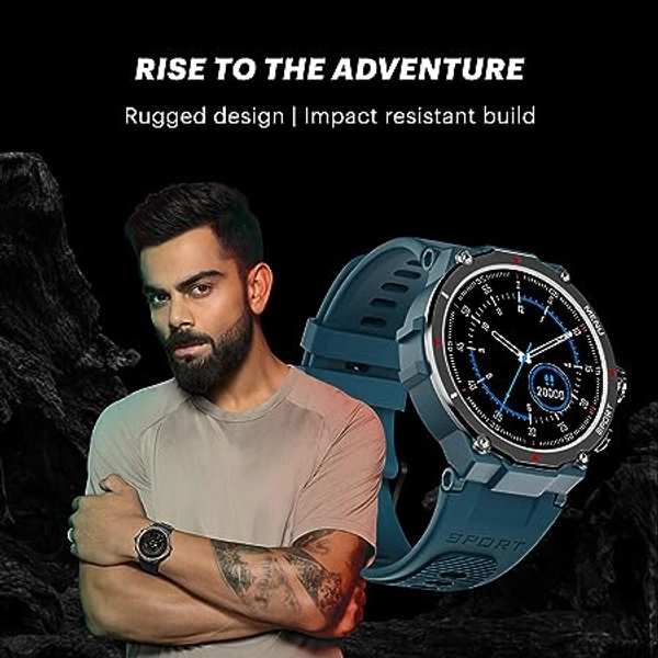 NoiseFit Force Rugged Round Dial Bluetooth Calling Smart Watch with 1.32" HD Screen, Functional Crown, 550 NITS, 7 Days Battery, AI Voice Assistance, 200+ Watch Faces, Heart Rate Tracker- (Jet Black)