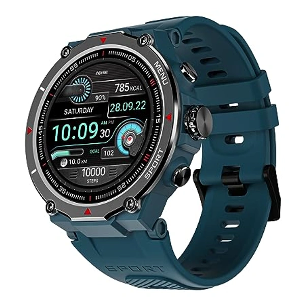 NoiseFit Force Rugged Round Dial Bluetooth Calling Smart Watch with 1.32" HD Screen, Functional Crown, 550 NITS, 7 Days Battery, AI Voice Assistance, 200+ Watch Faces, Heart Rate Tracker- (Jet Black)