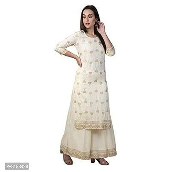 Ortange Womens Rayon Printed Kurta with Palazzo Set - L