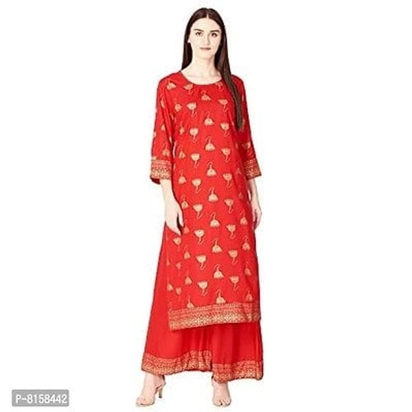 Ortange Womens Rayon Printed Kurta with Palazzo Set - XL