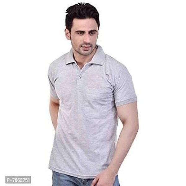 SMAN Men's Polo T-Shirt Regular Fit Half Sleeves with Pocket and Bottom Neck Collar for Casual and Daily Use - L