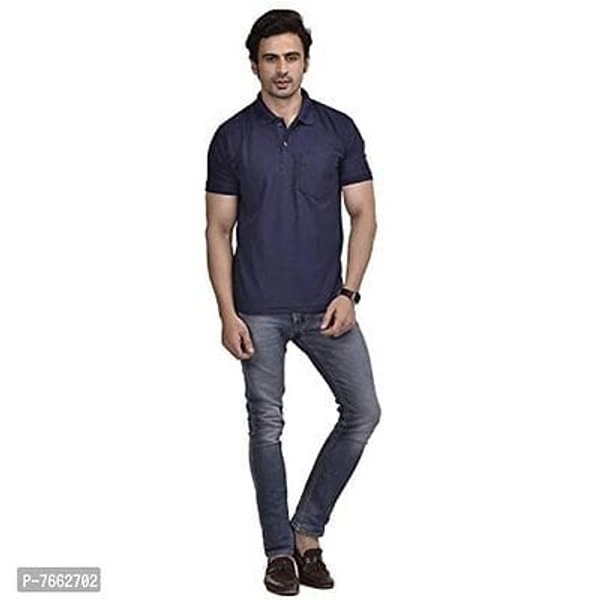 SMAN Men's Polo T-Shirt Regular Fit Half Sleeves with Pocket and Bottom Neck Collar for Casual and Daily Use - XXL