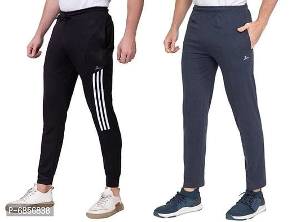 Stylish Fancy Solid Polyester and Cotton Track Pant Combo For Men Pack Of 2 - M