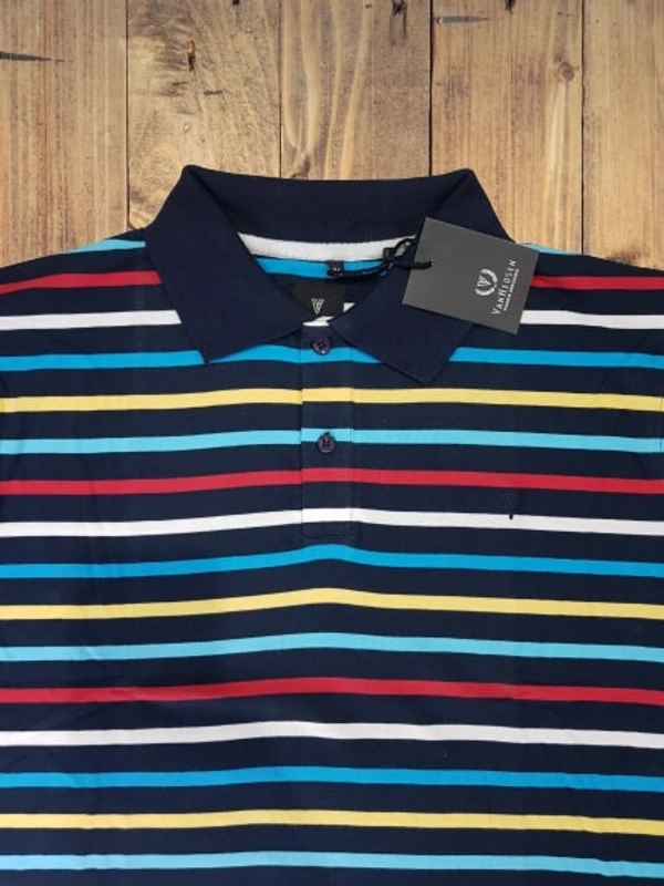 Van Heusen Cotton Multi Color Striped T Shirt for Men - S