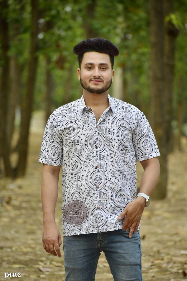 Floral Shirt For Men - White, XL