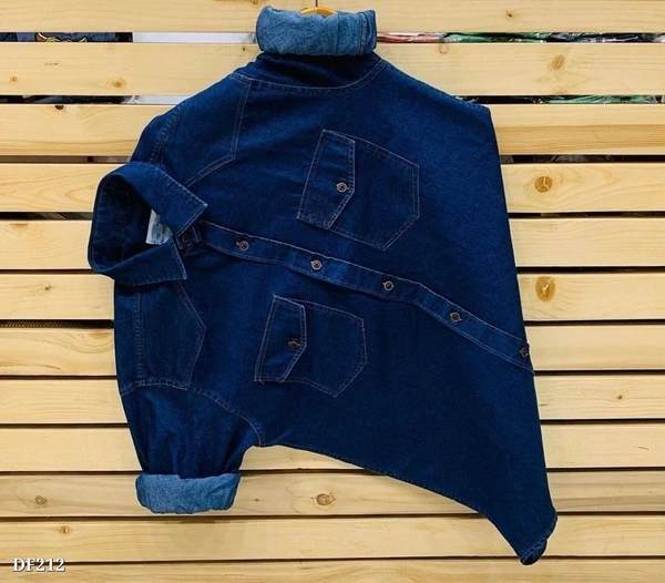 Denim Shirt For Men - Navy Blue, XXL