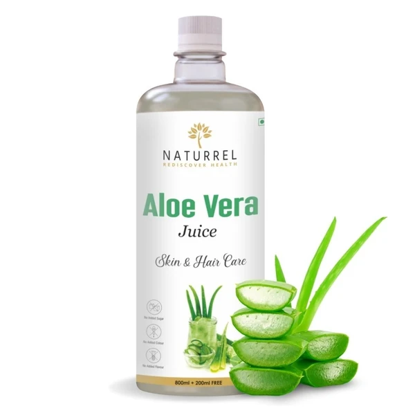 Naturrel NATURREL Aloevera Juice - 1L | Rejuvenates Skin & Hair| Made With Cold Pressed | Immunity Boosting | 100% Pure & Natural Juice | Pack of 1 - 1 Litre (Pack Of 1), 18 Months