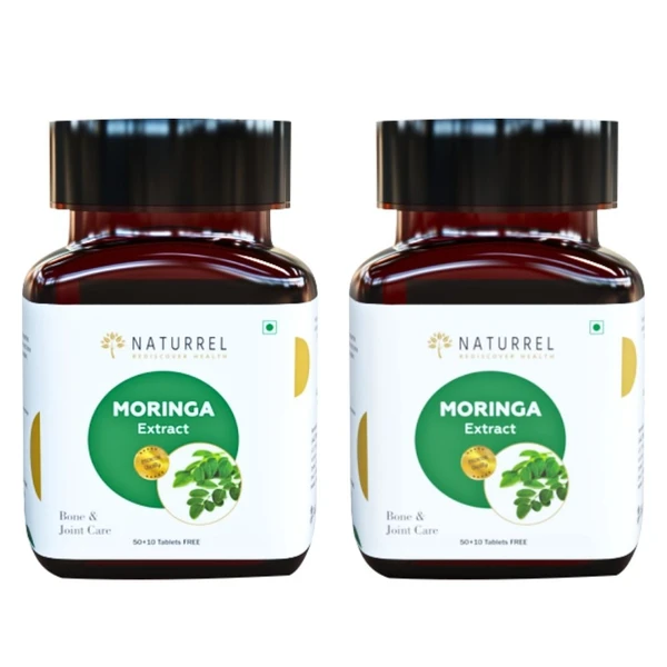 Naturrel NATURREL Moringa Tablet - 120 Tablets | Useful in Vision and Bone | Enhance Immune System | 100% Pure & Natural Tablets | Pack of 2 - 120 Tablets (Pack Of 2), 24 Months