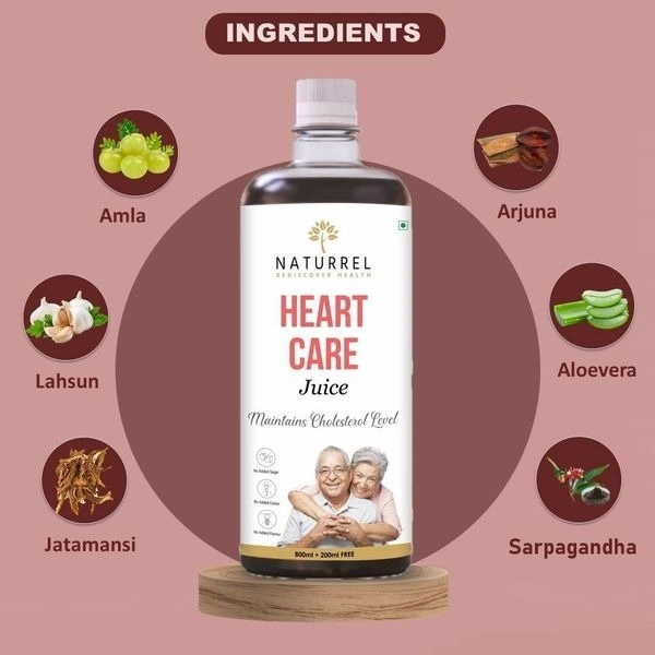 Naturrel Heart Care Juice for Healthy & Stronger Heart | Aids Heart Health & Strengthens Muscles | Maintains Blood Pressure | Control Cholesterol Level | 2L - Pack of 2 - 2 Litre (Pack Of 2)