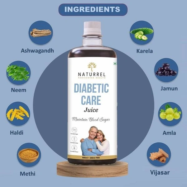 Naturrel Diabetic Care Juice | Blend of 8 herbs Jamun, Amla, Haldi to Maintain Blood Sugar Balance | Good for Metabolic & Digestive Health | Improve Eyesight | 1L - Pack of 1 - 1 Litre (Pack Of 1)