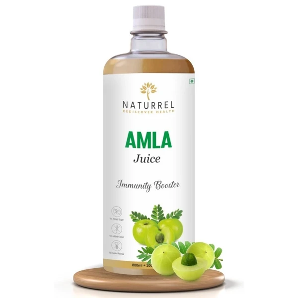 Naturrel NATURREL Amla Juice - 1L | Rich Source of Vitamin C | Suitable for Healthy Hair & Skin | Made With Cold Pressed |100% Pure & Natural Juice | Pack of 1 - 1 Litre (Pack Of 1), 18 Months