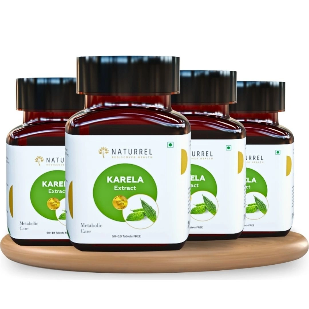 Naturrel NATURREL Karela Tablet - 240 Tablets | Manages Blood Sugar Levels | Improved Metabolism | 100% Pure & Natural Tablets| Pack of 4 - 240 Tablets (Pack of 4), 24 Months