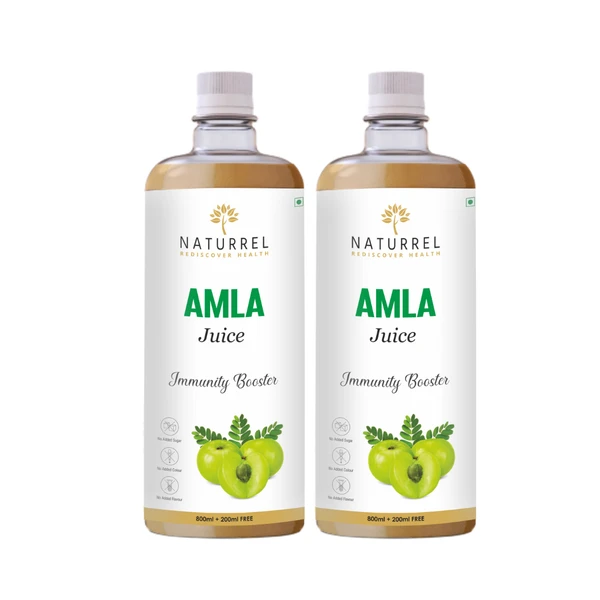 Naturrel NATURREL Amla Juice - 2L | Rich Source of Vitamin C | Suitable for Healthy Hair & Skin | Made With Cold Pressed | 100% Pure & Natural Juice | Pack of 2 - 2 Litre (Pack Of 2), 18 Months