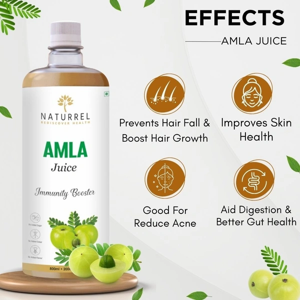 Naturrel NATURREL Amla Juice - 3L | Rich Source of Vitamin C | Suitable for Healthy Hair & Skin | Made With Cold Pressed | 100% Pure & Natural Juice | Pack of 3 - 3 Liter (Pack of 3), 18 Months