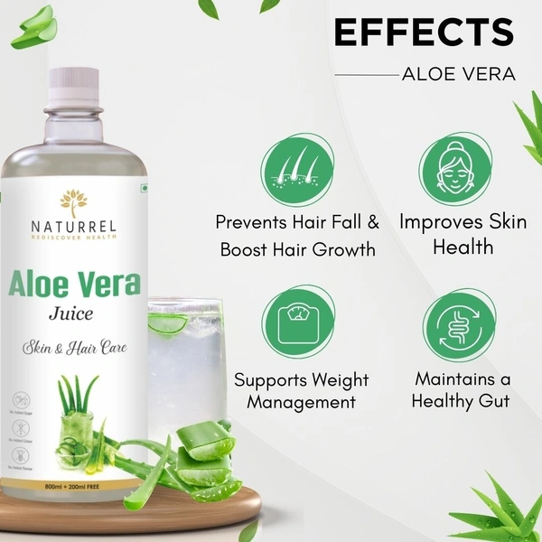 Naturrel NATURREL Aloevera Juice - 1L | Rejuvenates Skin & Hair| Made With Cold Pressed | Immunity Boosting | 100% Pure & Natural Juice | Pack of 1 - 1 Litre (Pack Of 1), 18 Months