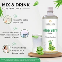 Naturrel NATURREL Aloevera Juice - 1L | Rejuvenates Skin & Hair| Made With Cold Pressed | Immunity Boosting | 100% Pure & Natural Juice | Pack of 1 - 1 Litre (Pack Of 1), 18 Months